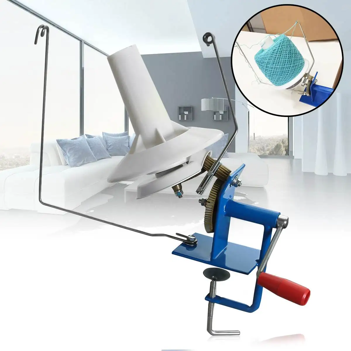 

Yarn Knitting Umbrella Skein Holder Patchwork Thread Winder Swift Wool String/Roll Ball Wool Winder Metal Gear Clamp-on Base