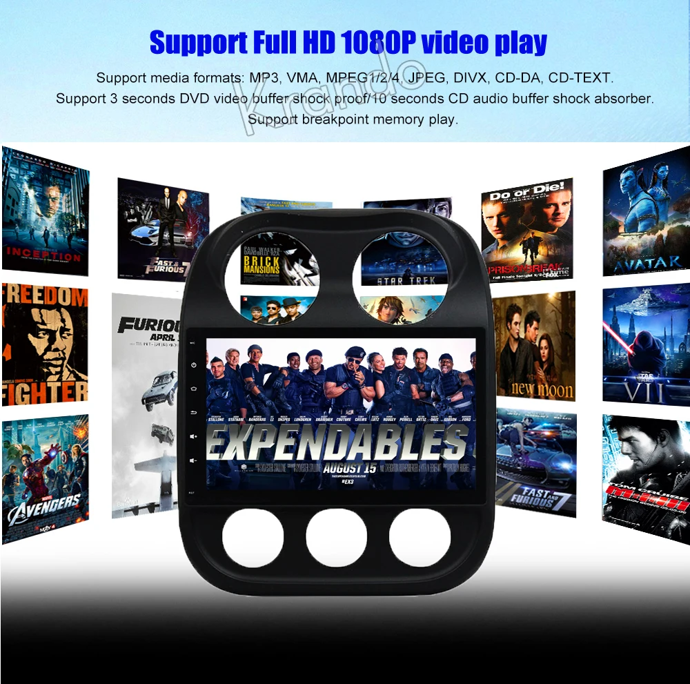 Cheap Krando Android 8.1 10.1" Full touch car multimedia system for Jeep COMPASS / Patriot 2007+ player gps navigation system wifi 5