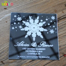 10 шт. Лидер продаж вырезанная лазером Снежинка акриловые свадебные пригласительные карты уникальный зеркало серебряные свадебные приглашения дизайн с
