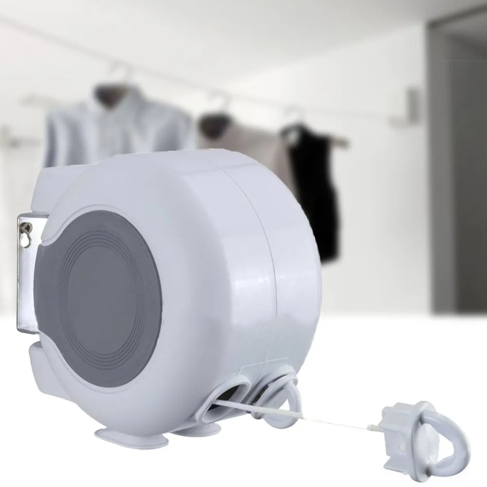 

Clothes Wall Mount Washing Line Airer Retractable Space Saving Home Laundry Organizer Drying Rack Dual Indoor Outdoor
