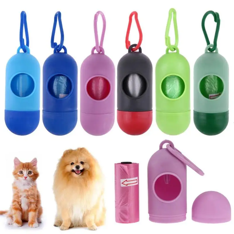 

Pet Dog Garbage Clean up Bags Carrier Holder Dispenser + Poop Bags Set Walk the Dog Necessity Pet Dog Product Supplies 2019