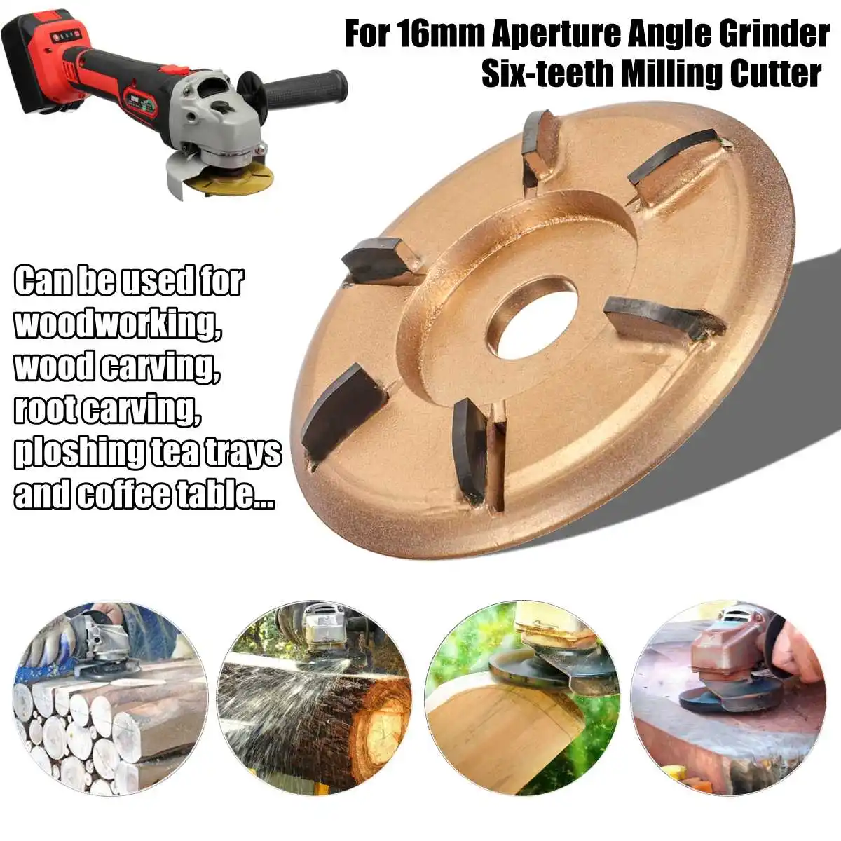 

90mm H16 Digging Grinder Wood Turbo Plane Woodworking Tools Attachment Milling Cutter Tool For 16mm Aperture Angle Grinder