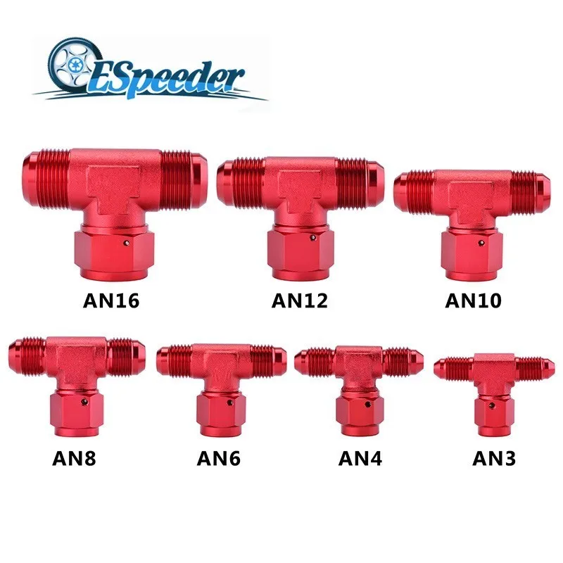 

ESPEEDER Engine Parts Red Swivel On Side Aluminum Alloy Fitting Adapter Oil Cooler Adapter AN3 AN8 AN10 AN12 AN16
