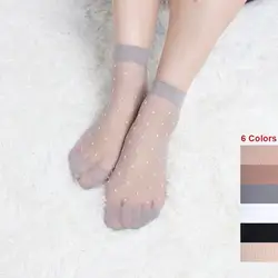 В Горошек женские шелковые носки 10 пар ультра тонкие прозрачные шелковые носки цвета кожи женские супер прозрачные короткие носки