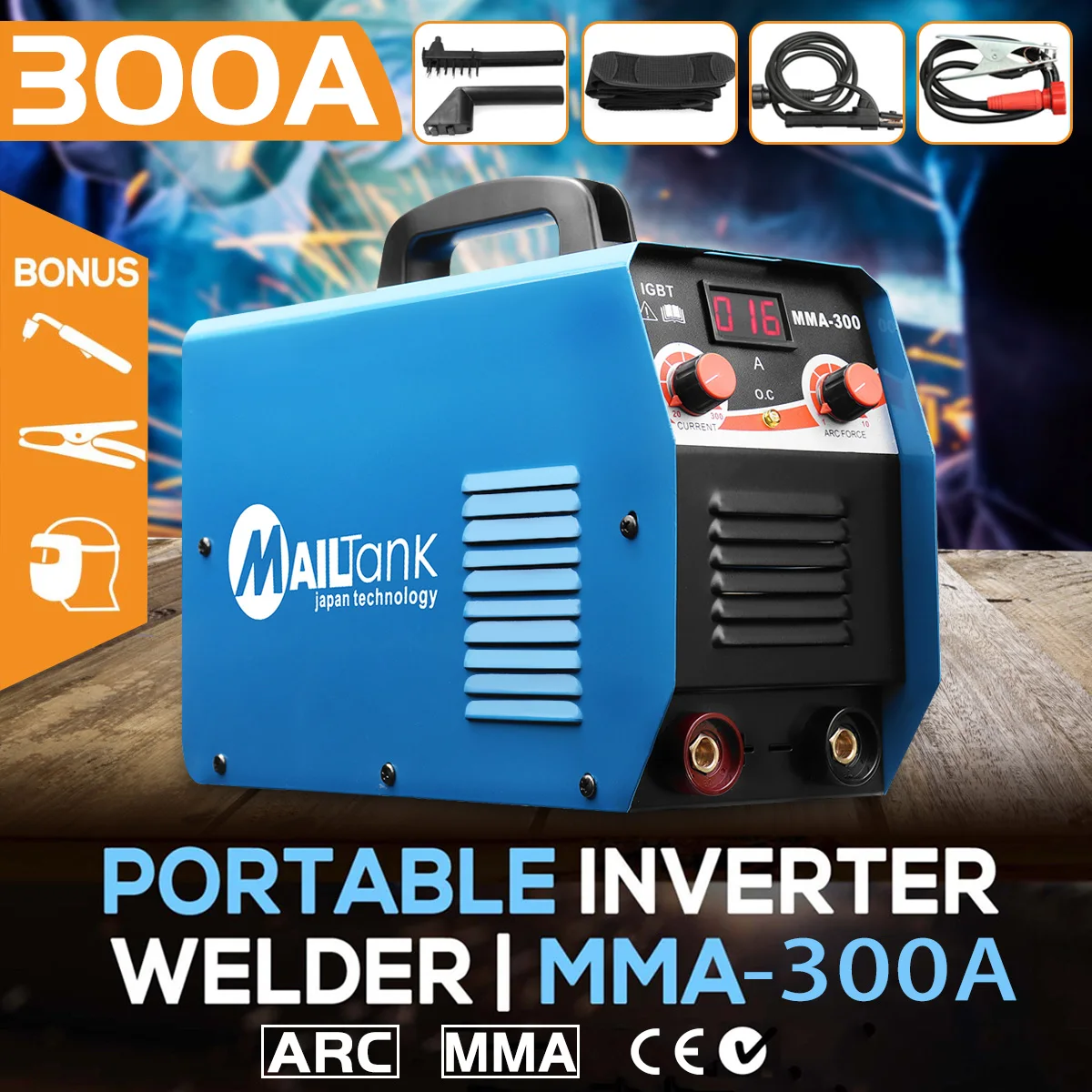 

Portable MMA-300G Mini Welding DC Welding Machine 220V 25A-300A Semi-Automatic Inverter LCD Soldering Tool Welding Working