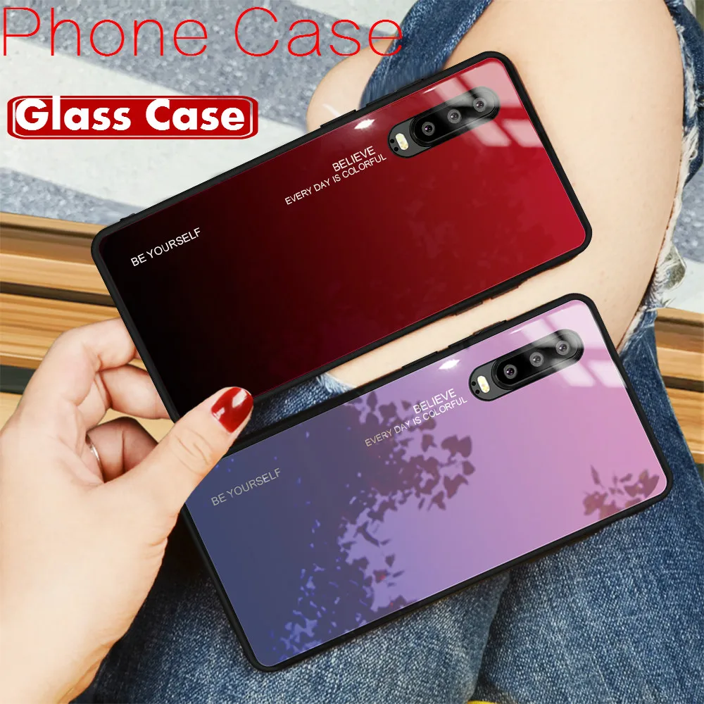 

Gradient Glass Phone Case For Huawei Y6Prime Y9 Psmart Plus 2019 Honor 10i 20i 8A 8X Nova 3i 4E Mate20 P20 P30 Lite Pro Cover Ca