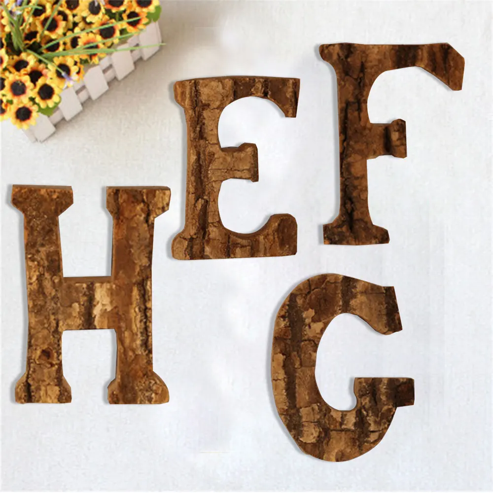 

Natural Wood Vintage Alphabet Capital Letters DIY Crafts Wall Background Table Decoration Wood DIY Crafts Ornaments