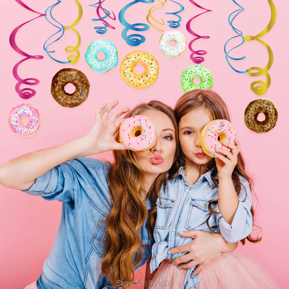 

30pcs/set Wedding Party Decorations Donut Hanging Swirl For Baby Shower Ornaments Backdrops Donuts Pendant Party Supplies XL007