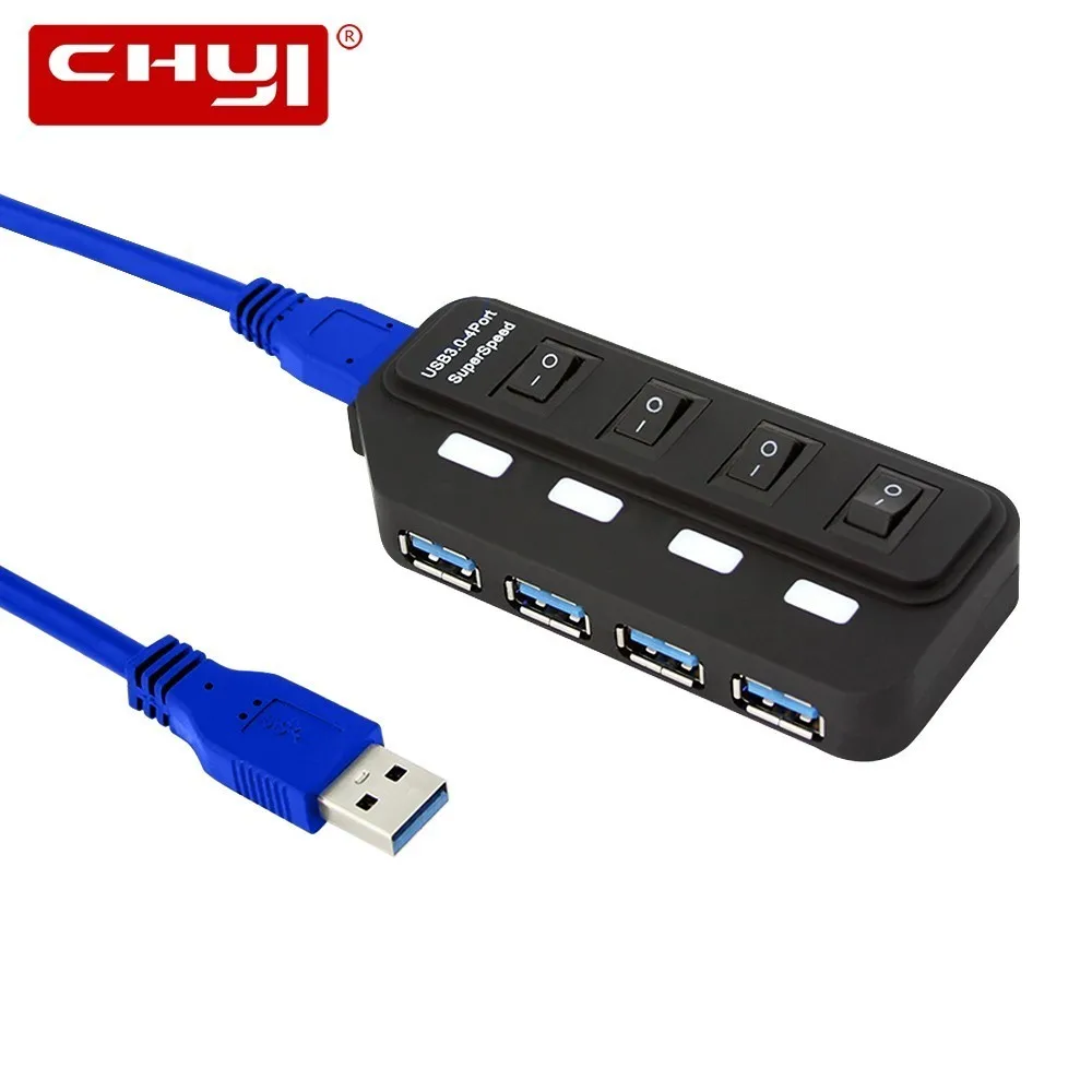 4 Порты usb хаб супер Скорость USB 3 0 концентратор светодиодный индивидуальные