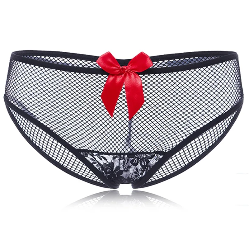 

Sexy Hot Women Briefs Panties, Butterflyknot Black See-through Mesh Sheer Low Waist Bowknot Temptation Briefs Underwear