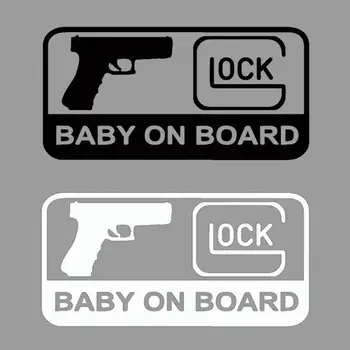 

Car Sticker GLOCK BABY ON BOARD Character Decoration Of Automotive Vinyl Car Sticker Decals Black/Silver