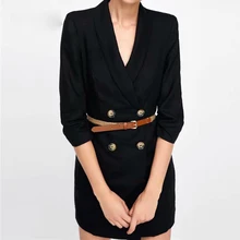 Осень г. костюм стиль платье нагрудные двубортный костюм женский