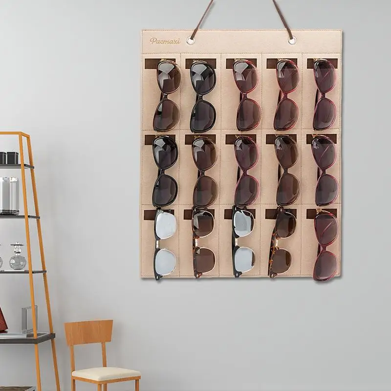 Sunglasses Organizer Felt Cloth Hanging Sunglasses Eyeglasses Storage