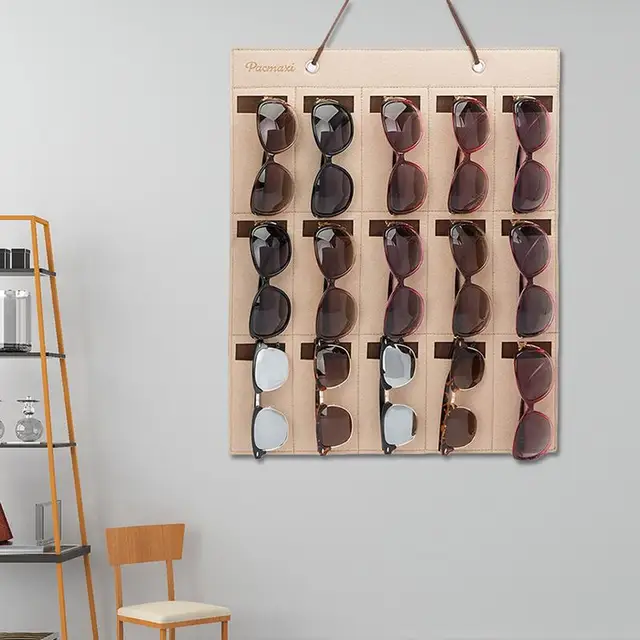 Sunglasses Organizer Felt Cloth Hanging Sunglasses Eyeglasses Storage
