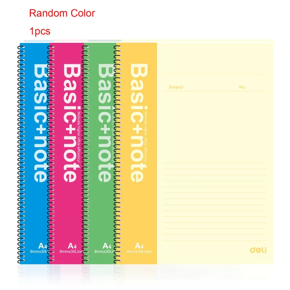 

Deli 7688 A4 Spiral Notebook 60 Sheets School Study Diary Journal Soft Copybook Paper Cover Office Supplies Stationery
