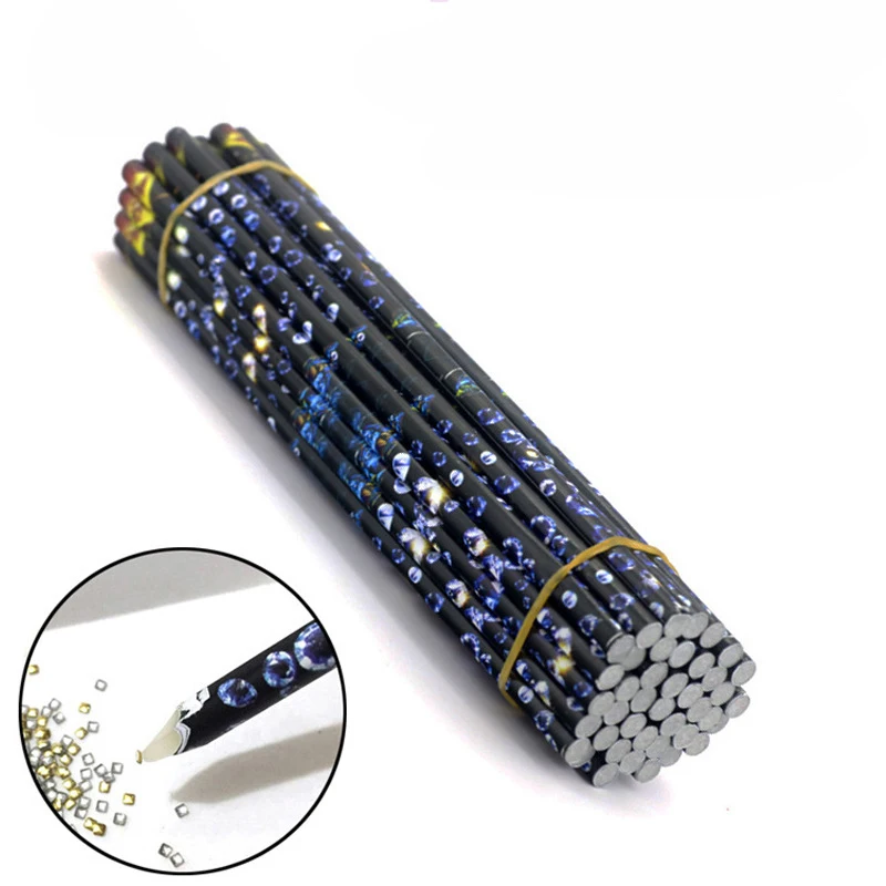 

2pcs Profressional Nail Dotting Tool Beads Gems Studs Picker Nail Art Design Wax Pen Rhinestone Pick Up Point Drill Pencil Stick
