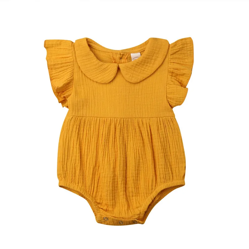 yellow romper baby