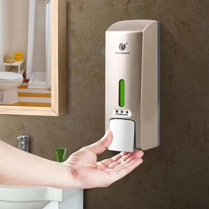 Wall mounted Two Chamber Manual Liquid Soap Dispensers Shampoo Box