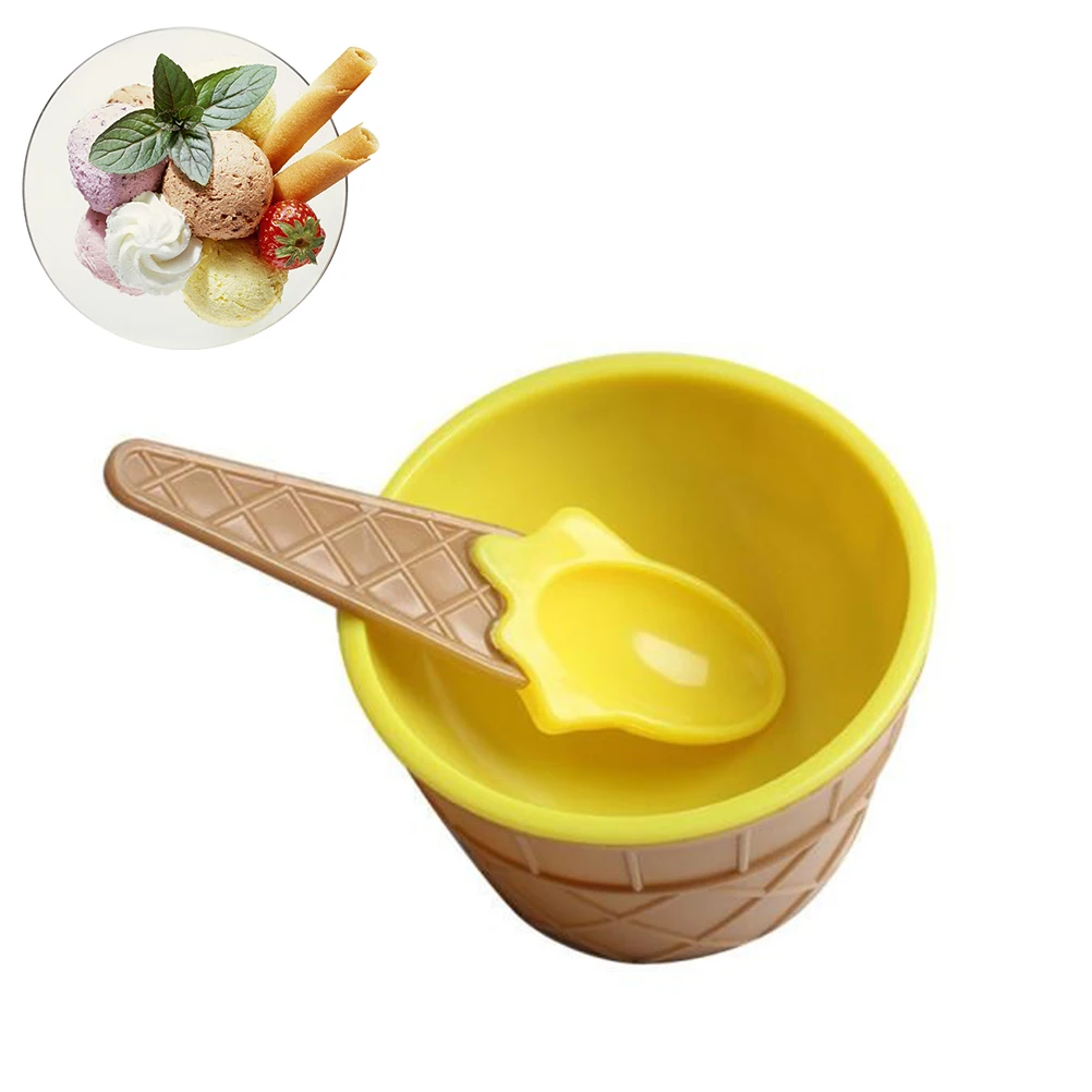 

1 Pcs Reusable Ice Cream Bowl Candy Bowl Double Layer Plastic Ice Cream Bowl With A Spoon For Kids Gift Favor