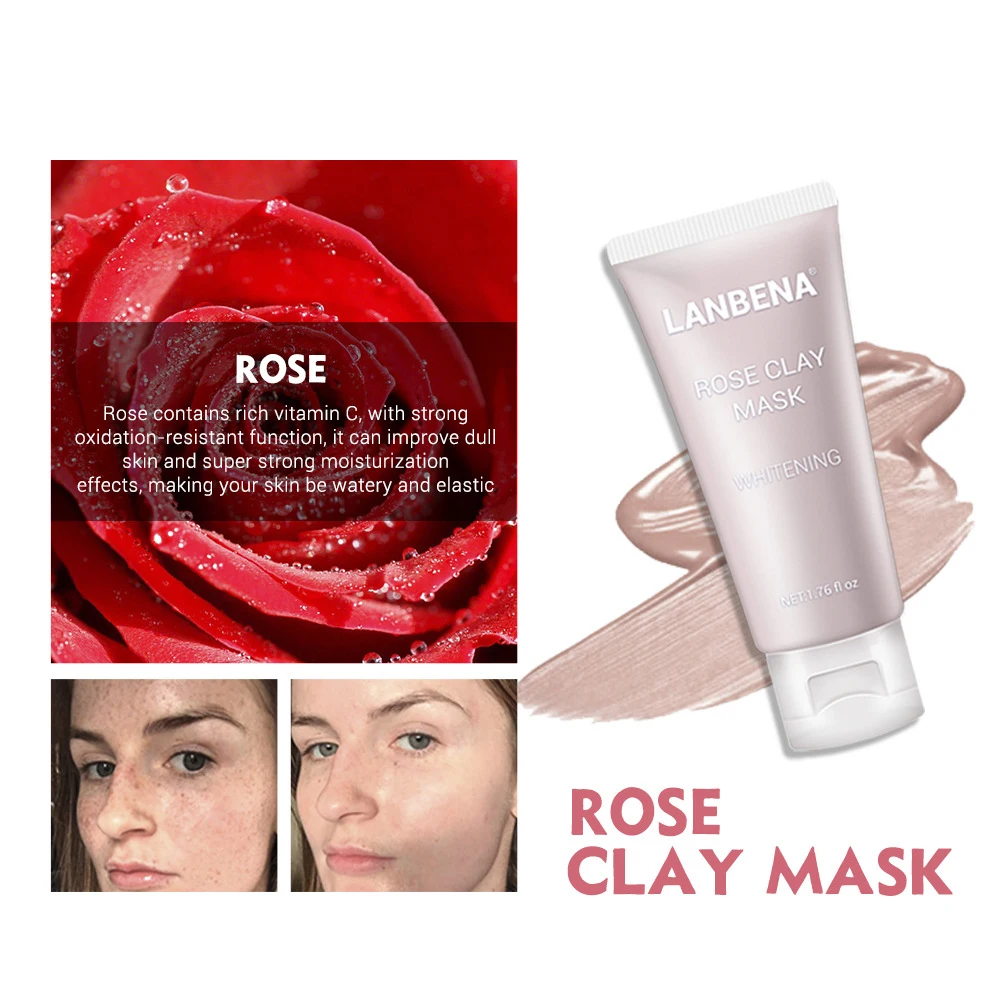 

LANBENA Clay Face Mask+Bamboo Charcoal+Blueberry+Rose Deep Cleaning Remove Grease Shrinks Pores Nourishing Skin Care