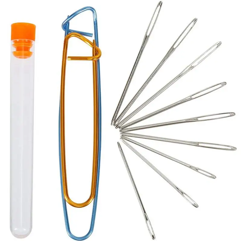 

9 Pcs Large-Eye Blunt Needles with 2 Pcs Yarn Stitch Holders, Knitting Needles for Wool, Knitting Accessories Large Darning Wo