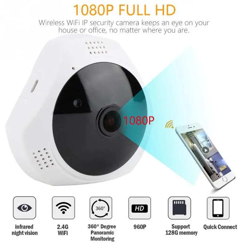 

1080P FHD Wifi 360 300W Home Security Camera Panoramic Wifi Camera Smart IR Night Vision Indoor Outdoor Camera For Security Cam