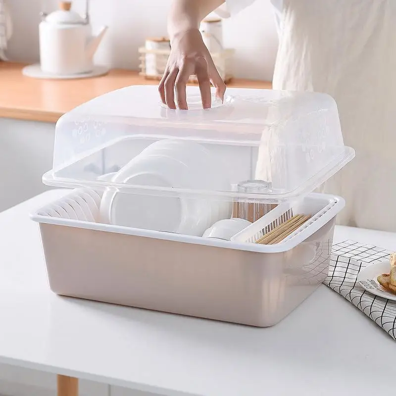 

Kitchen Tableware Storage Organizer Rack Dish Bowl Drip Shelf Dinnerware Organizer Container Plate Cup Utensil Storage Box