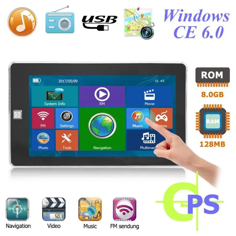 VODOOL Tragbare 7 inch HD Auto GPS Navigation FM Bluetooth AVIN Navitel 2019 Neueste Karte Sat nav