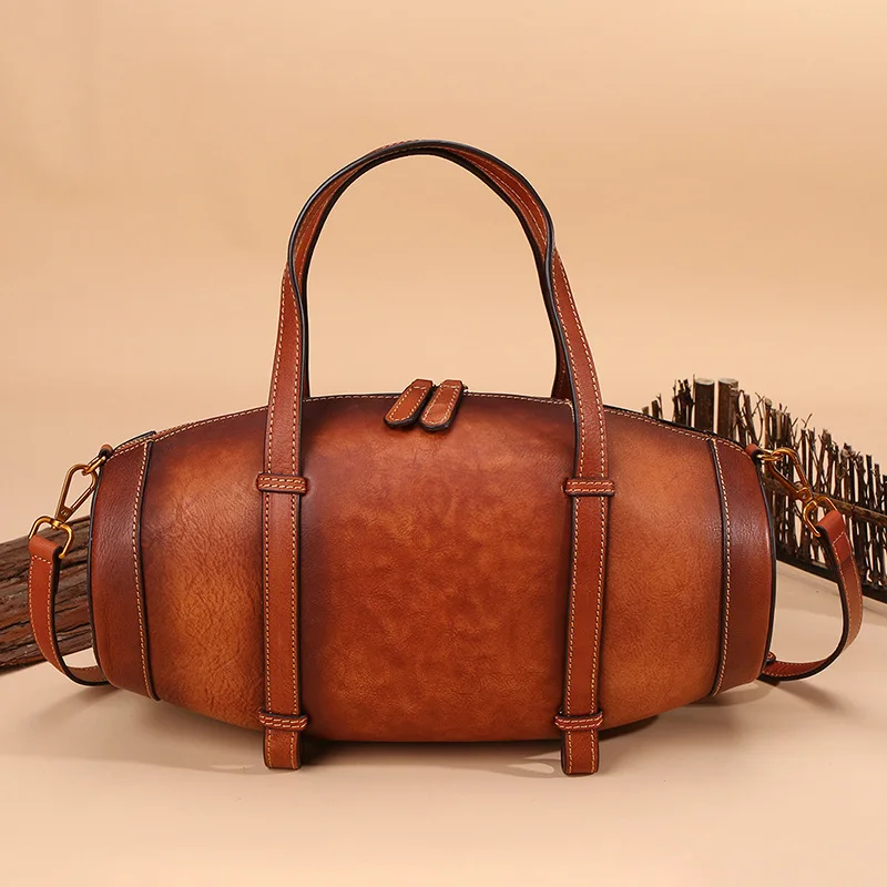 

Natural Skin Women Top Handle Bags Tote Messenger Shopping Handbag Fashion High Quality Genuine Leather Bucket Shoulder Bag