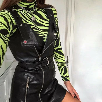 

New Fashion Women Long Sleeve Tops Bodysuit Bandage High Neck Female Striped Sexy Summer Playsuit