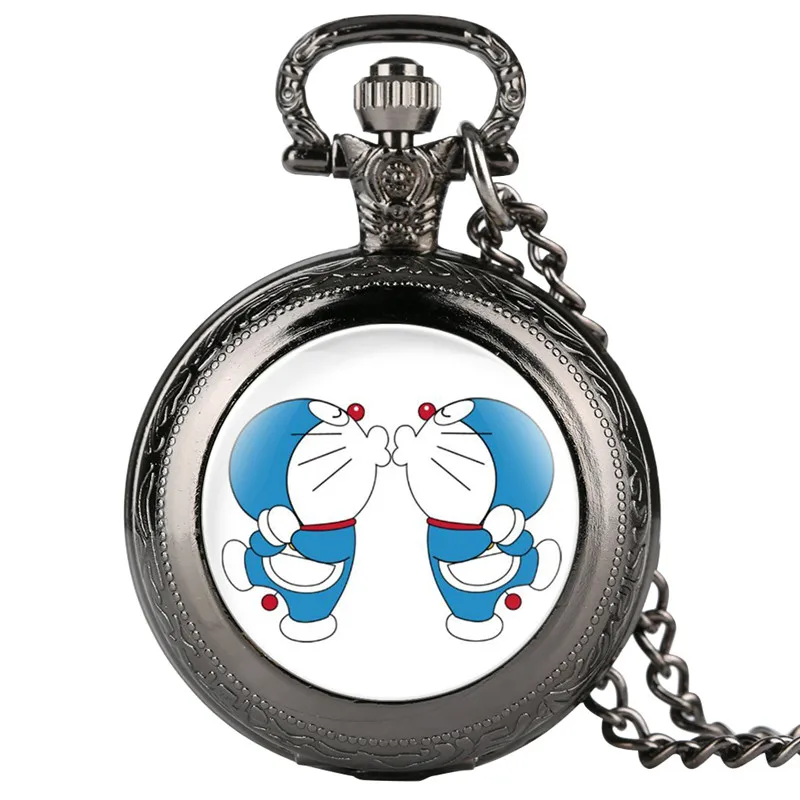 Pokemon Chain карманные часы для детей Doraemon Pattern кварцевые студентов Аналоговые в виде