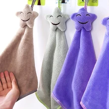 Милые звезды улыбающееся лицо подвесное полотенце кухонное полотенце коралловый бархат Толстая впитывающая ворсистая ткань крепкие салфетки