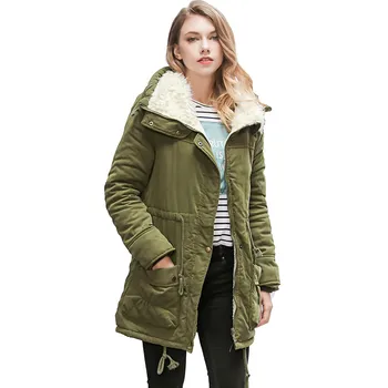 

Europe And The United States Large Size Women's Cotton Clothing Winter New Slim Mid-length Lamb Hair Women's Hooded Cotton Coat