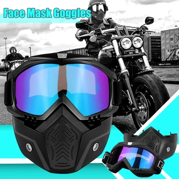 

Windproof Motorcycle Motocross Face Mask W/ Detachable Goggles Anti-UV Eyewear Dustproof Universal Riding Cycling Hiking Skiing