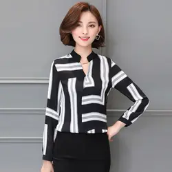 2019 новые весенние женские рубашки с широким рукавом Тонкий шифон Свободный v-образный вырез блузка рубашка 6826