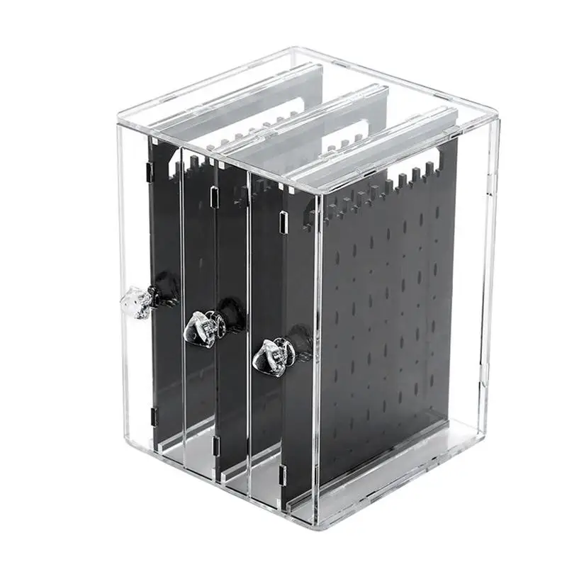 

Creative Plastic Earrings Jewelry Items Storage Box Display Stand Storage Container Black Transparent Colors