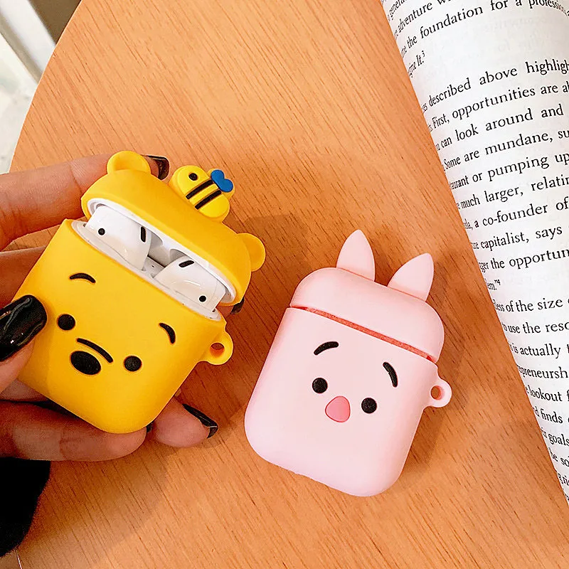 

Cartoon Winnie Pooh Earphone Case For apple airpods Case Wireless Bluetooth Protective Headset Silicone Charging Box Cover Bag