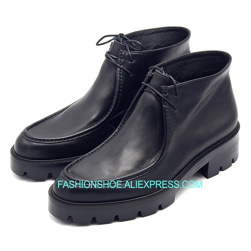 

Fall Winter Desert Boots Men Soft leather High top Cow Men's Short Boots