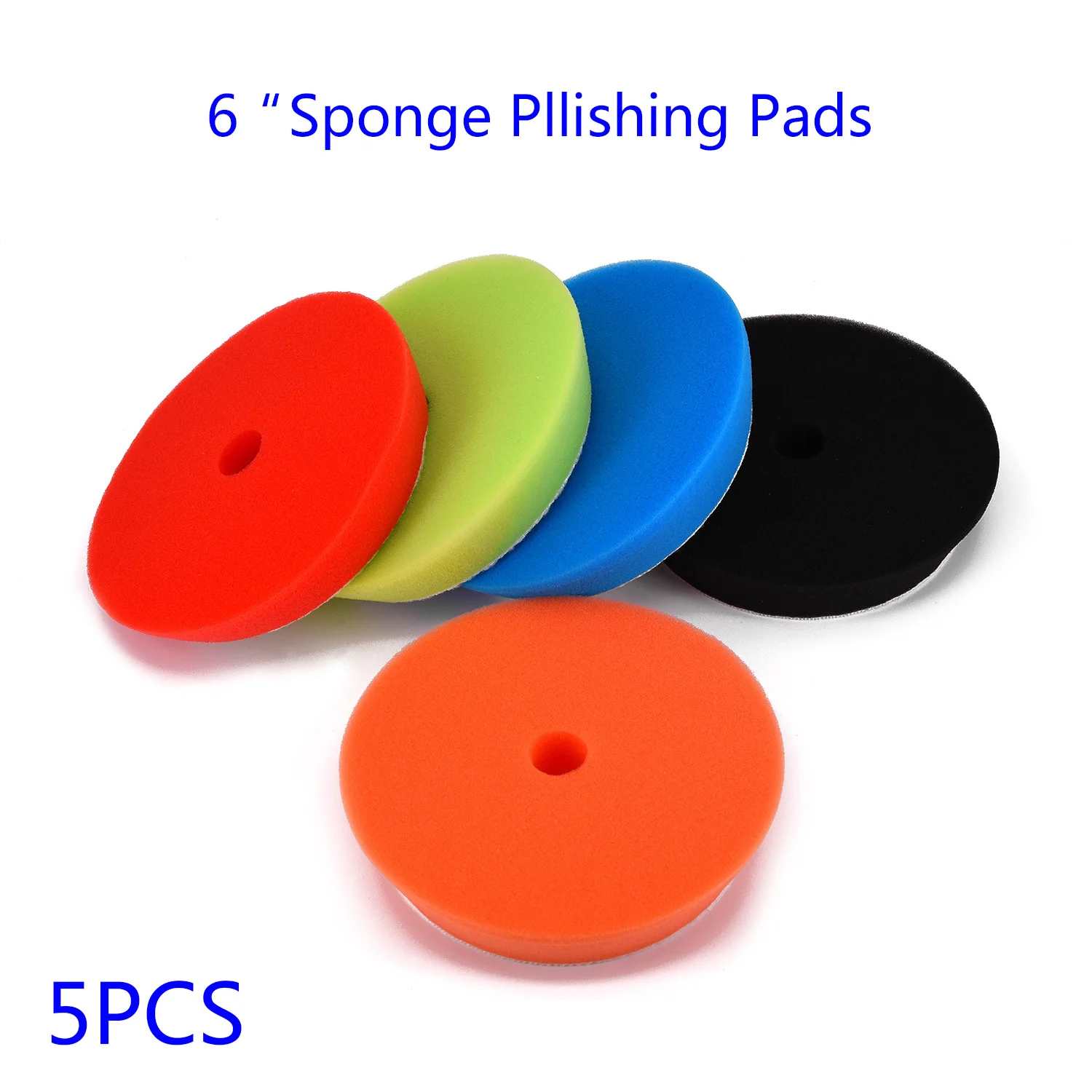 

5 Colors 6 Inch Sponge Polishing Waxing Buffing Pads Kit For Car Polisher New
