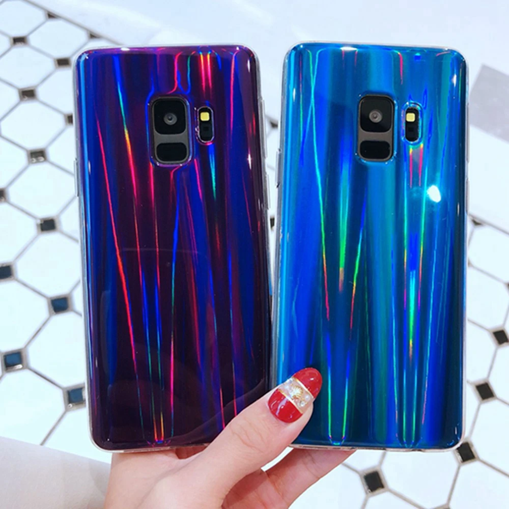 

Laser Phone Case for Samsung S8 S9 S10 Plus Note 8 9 S7Edge Cover Glitter Aurora Rainbow IMD Case for Samsung A30 50 70 shell #4
