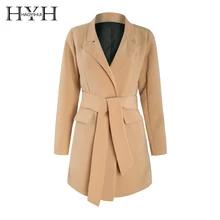 HYH HAOYIHUI Simple commuter camel large tie pocket waistband slim suit jacket HYH HAOYIHUI Simple commuter camel large tie pocket waistband slim suit jacket