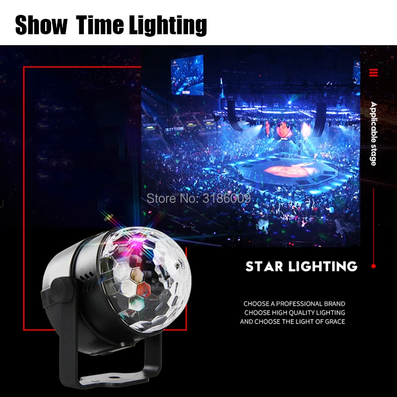 Мини dj диско СИД RGB 3 Вт кристалл магический шар источника питания от USB для дома