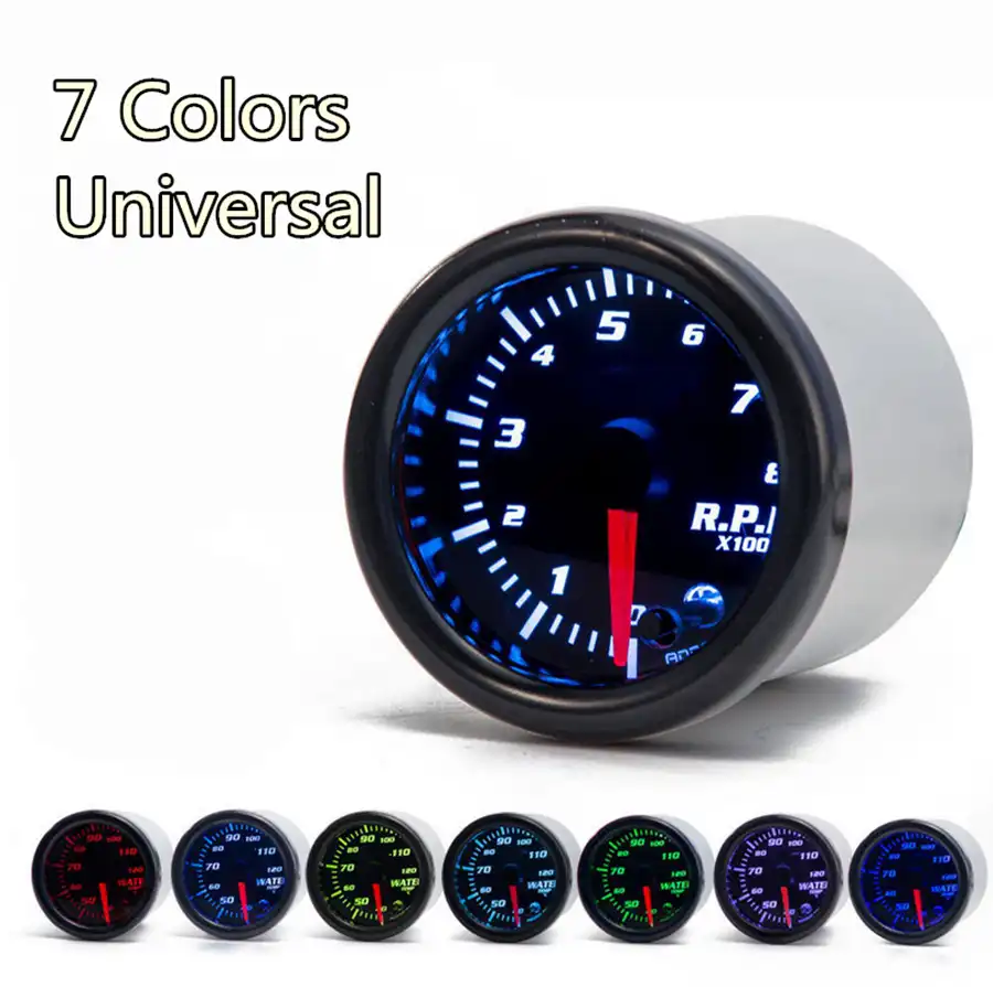 Universal 2 Inch 52mm Tachometer Tach RPM Gauge Digital 7 Color LED