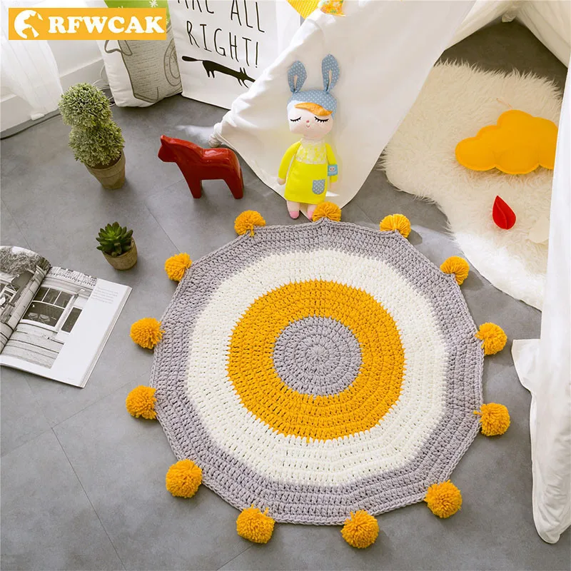 RFWCAK INS детские игровые коврики для малышей детский коврик для ползания ковровое покрытие для пола одеяло ручной тканый игровой коврик Детская комната Декор 80 см