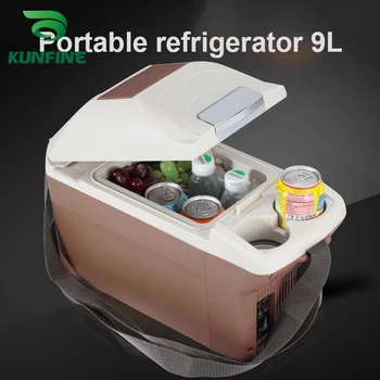 

KUNFINE 12V DC Car Refrigerator 9L Multi-Function Fridge Vehicel Protable Refrigerator Freezer Cooler Brown low energy 28W