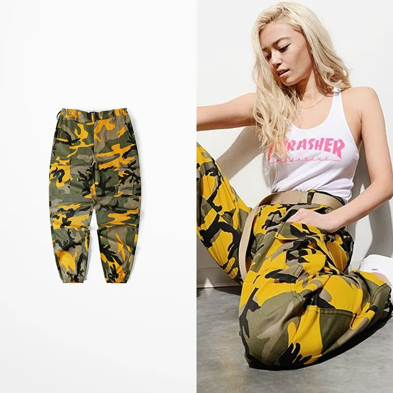 mens yellow camo pants