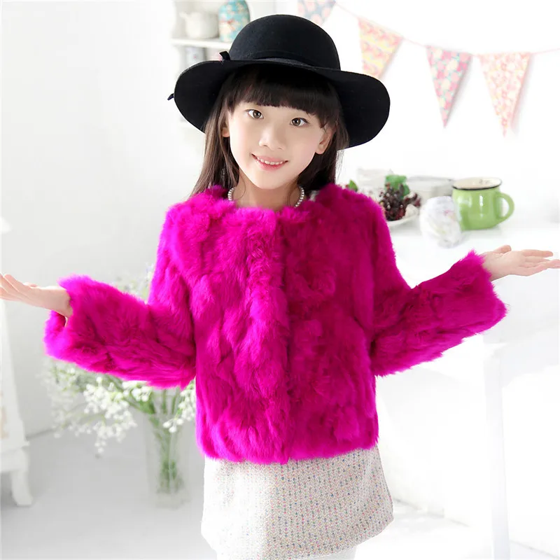 

Children Rabbit Fur Coat Girls Autumn Winter Warm Thick Short Outerwear Coats Kids Rabbit Fur Solid Coats Short Clothing C#7