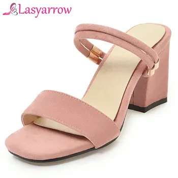

Lasyarrow Concise Slip On Sandals Summer Style Sexy Slingback Open Toe Sandalias Mujer Plus Size 32-43 sapatos mulher Black Red