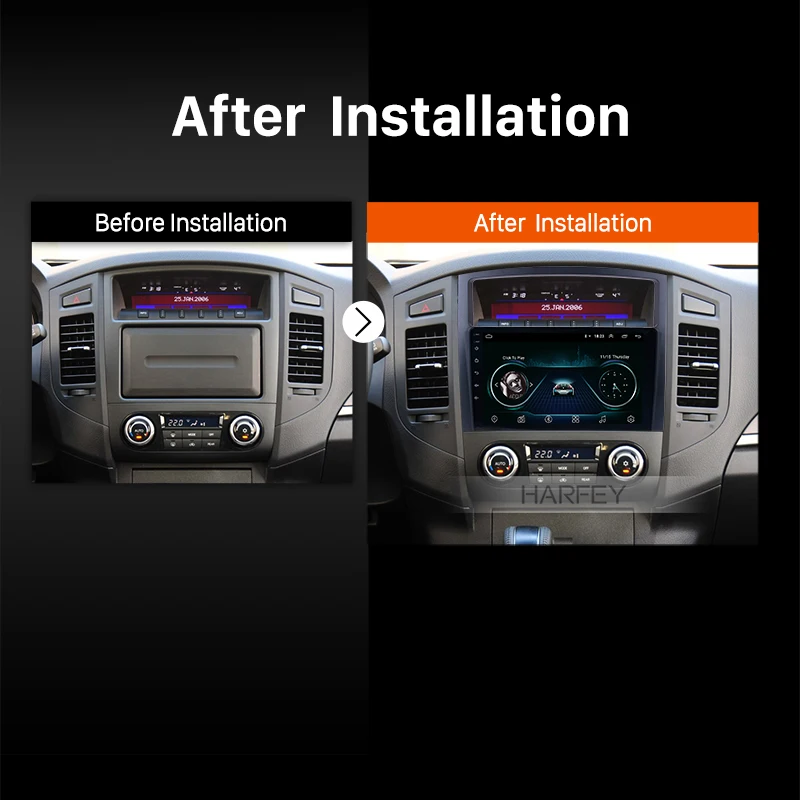 Cheap Harfey 9" Android 8.1 HD Touch Screen for 2006 2007 2008-2013 Mitsubishi PAJERO V97/V93 Radio GPS Nav Car Stereo with Bluetooth 5