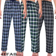 Дешевые хлопковые летние мужские полосатые нижняя часть пижамы длинные пижамы брюки пижамы мужские домашние штаны для сна Мужские штаны для сна